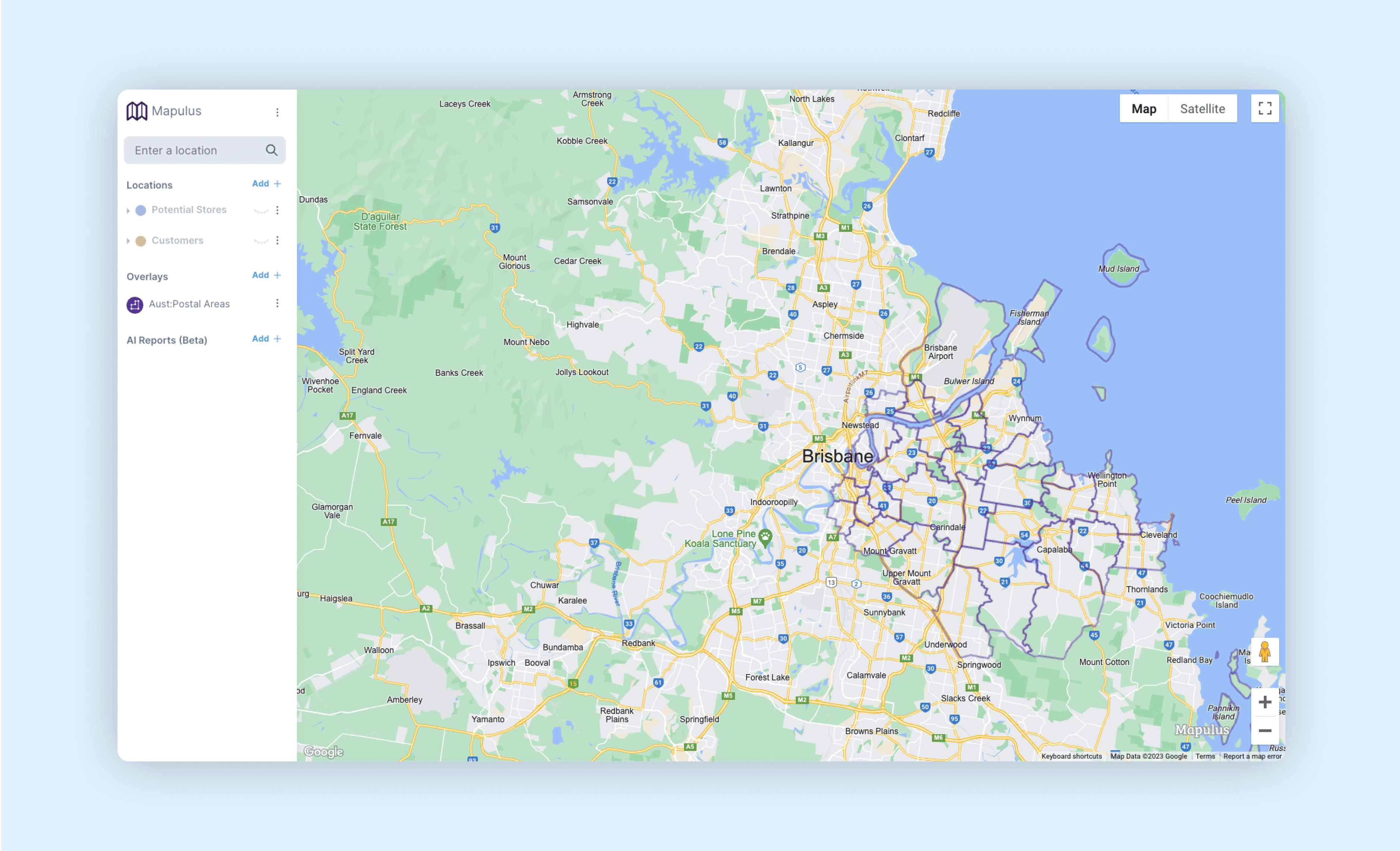 Showing postcode boundaries on a Mapulus Map