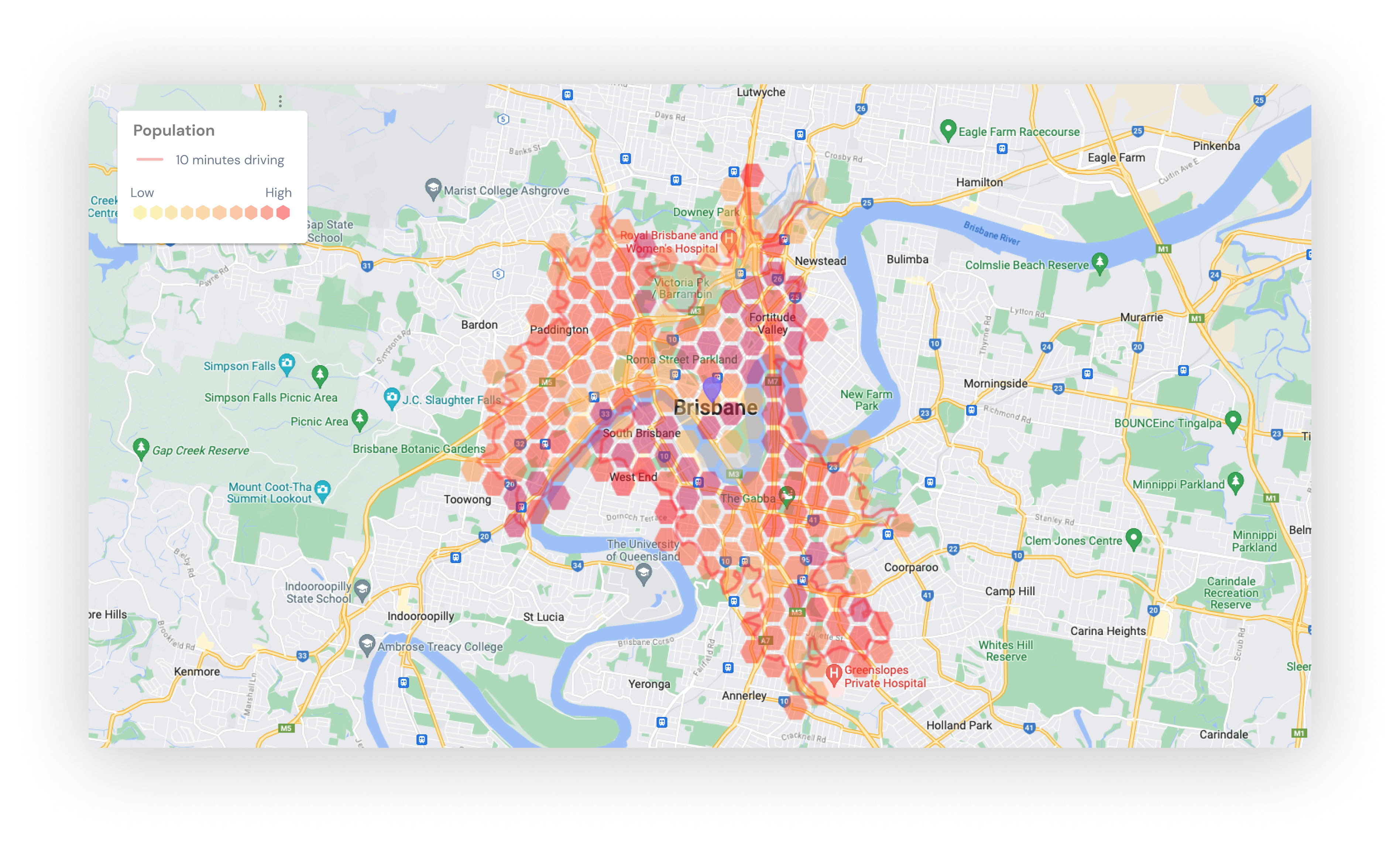 Mapulus map of population hexbins