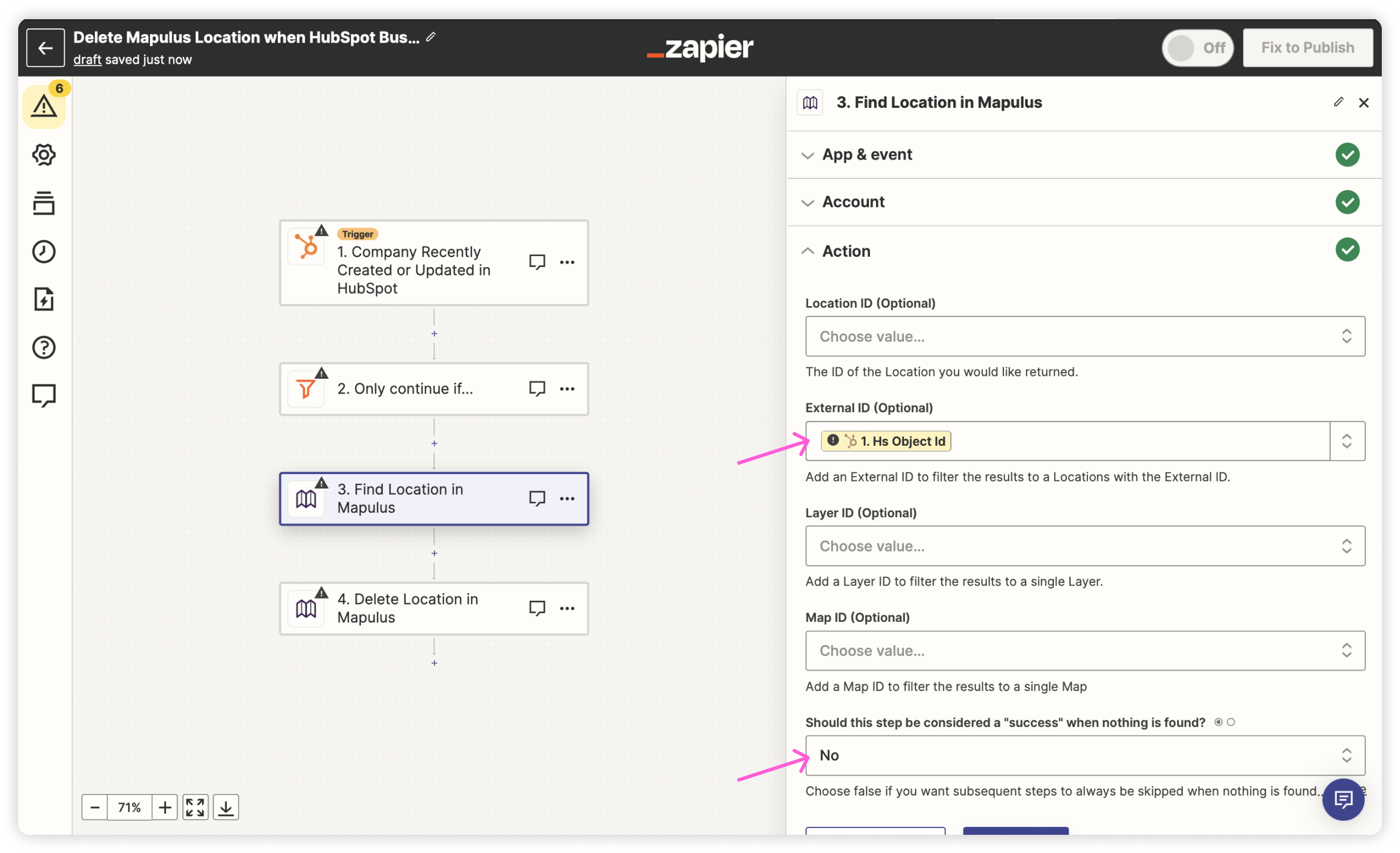 Select the External ID you designated in the Create step to find the location