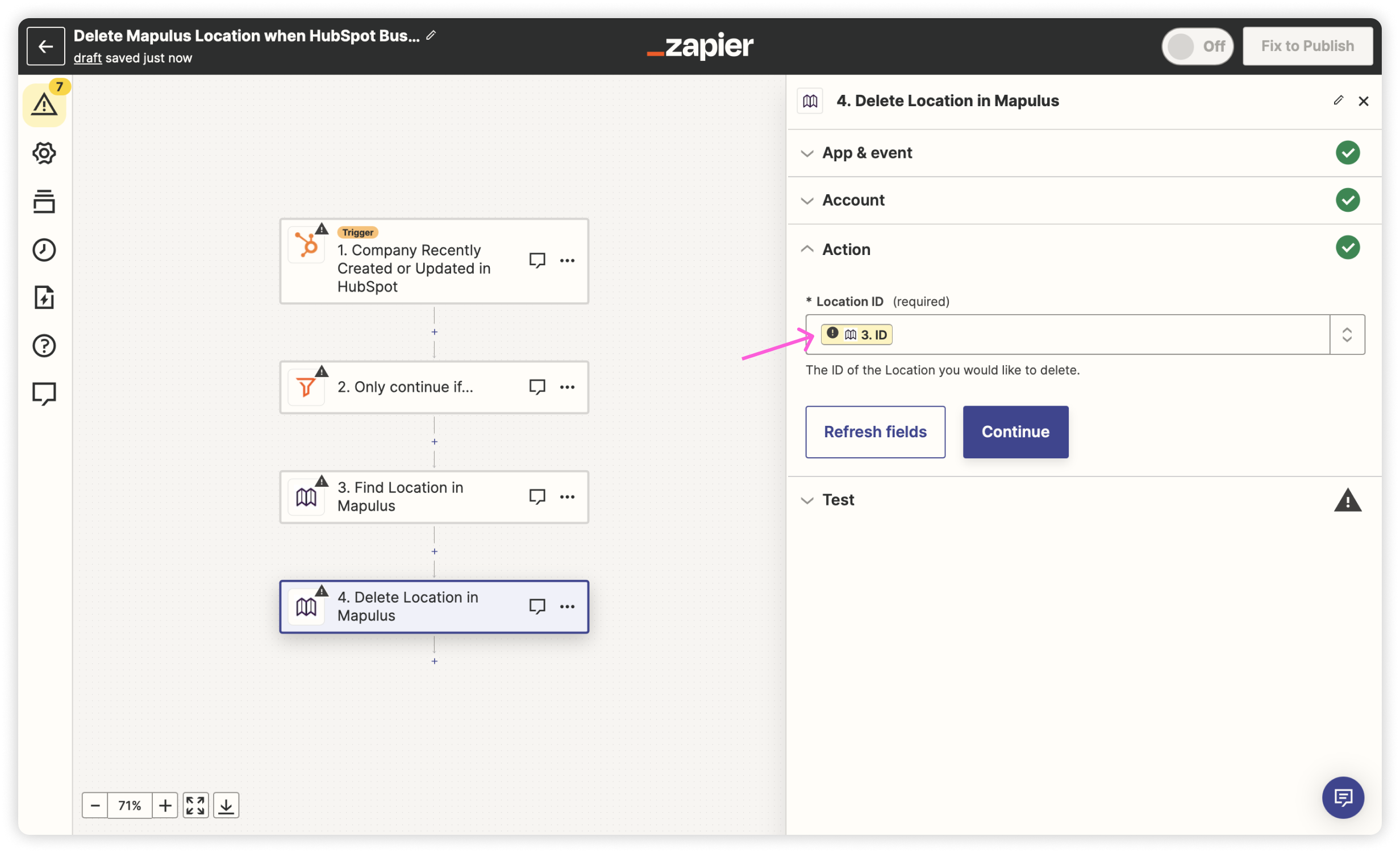 Select the External ID you designated in the Create step to find the location