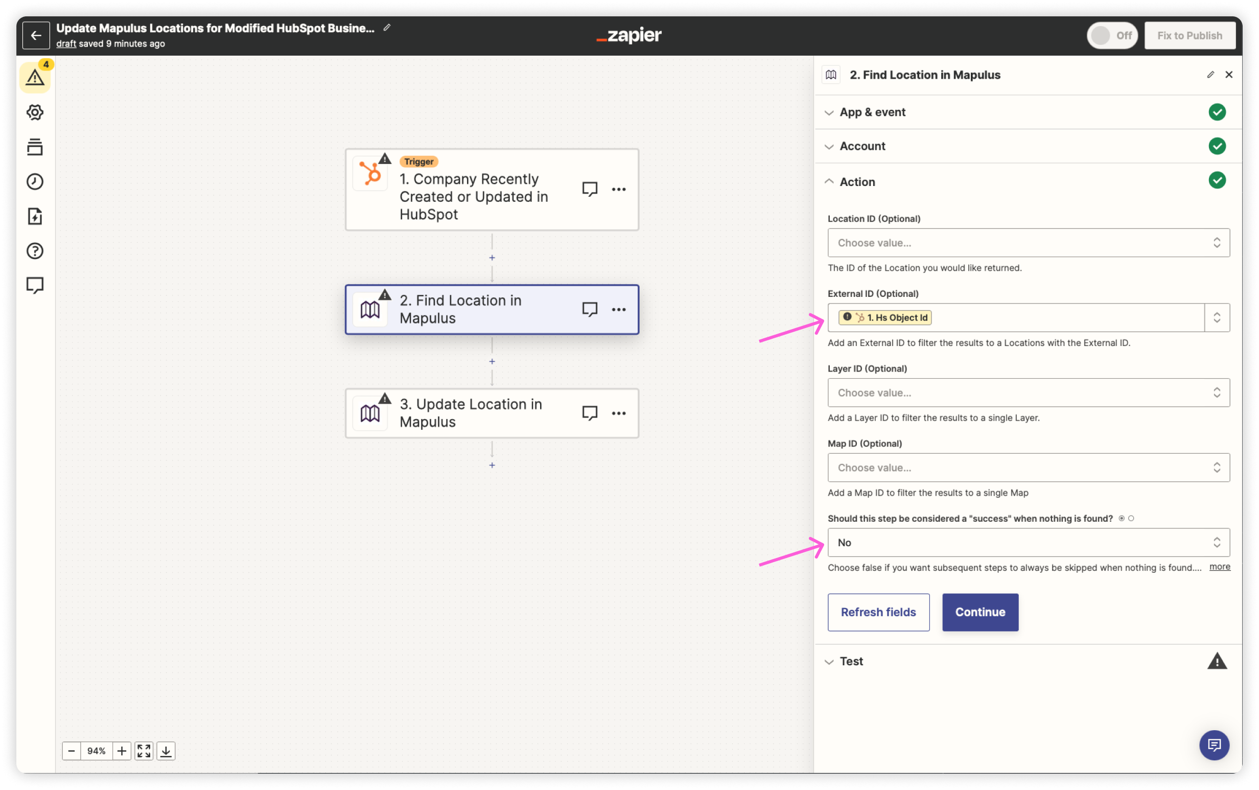 Select the External ID you designated in the Create step to find the location