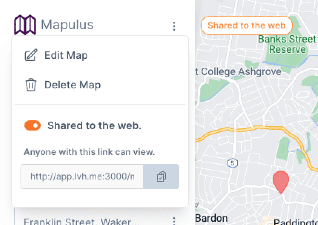 Share Mapulus map to public UI