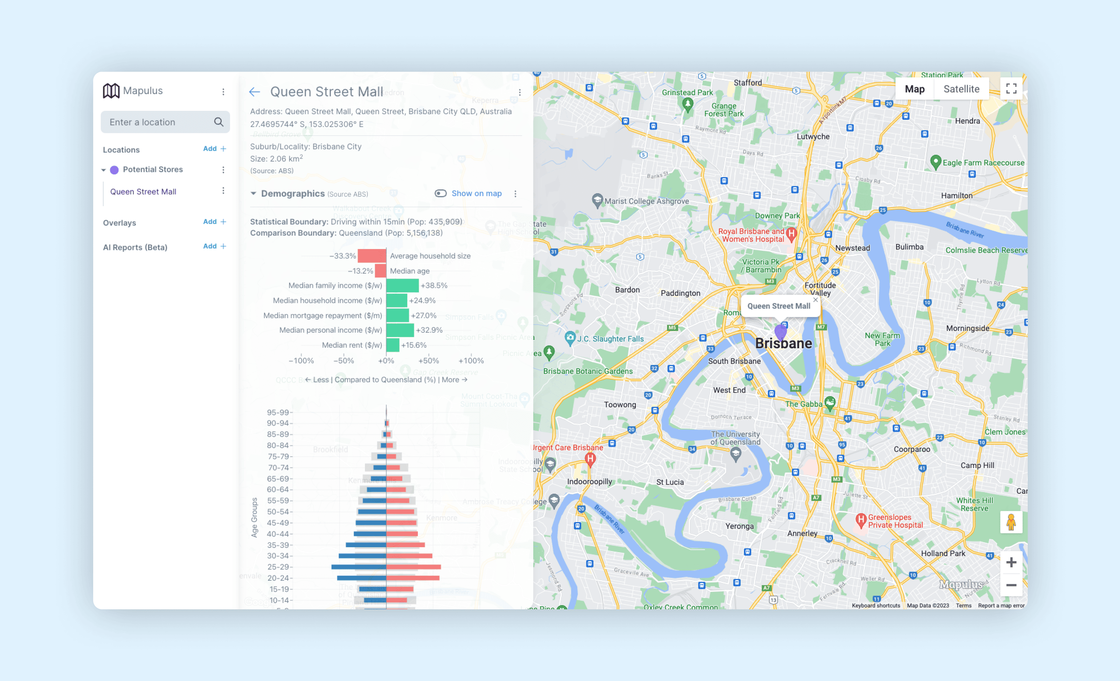 Demographics graphs and map