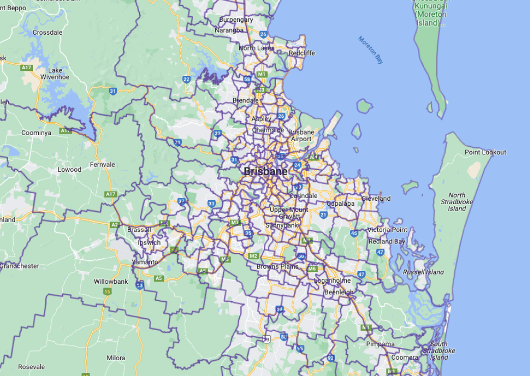 Statistical australian boundaries on a map