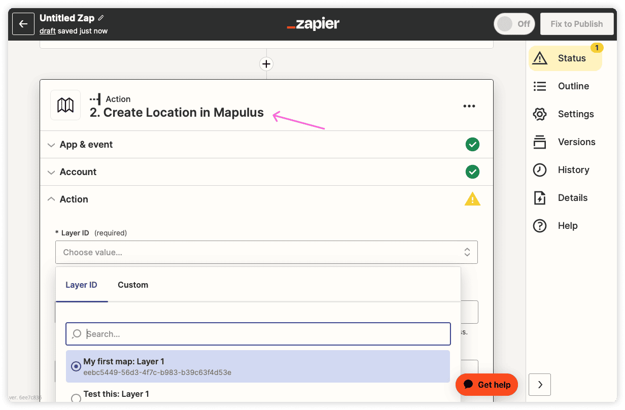 Click on Make a Zap at the top of the page.