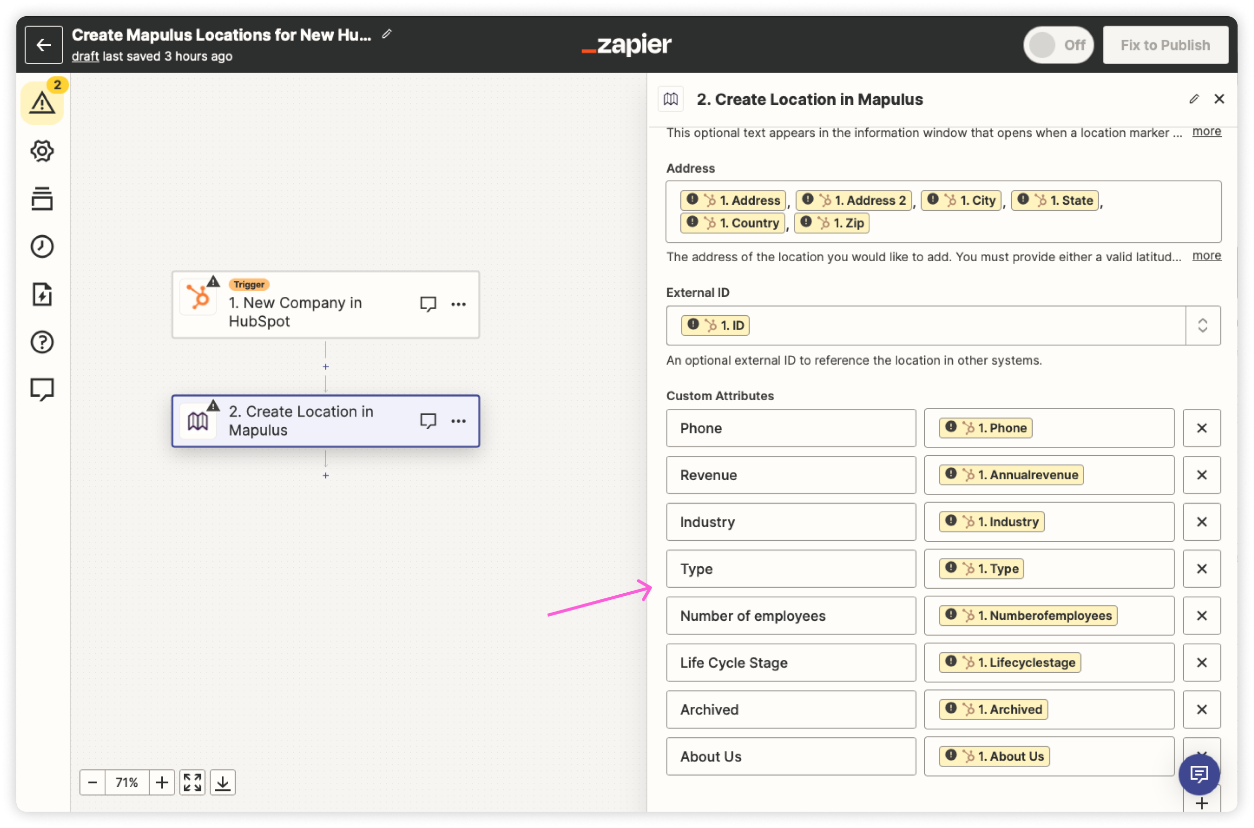 Select the layer you would like the locations to appear